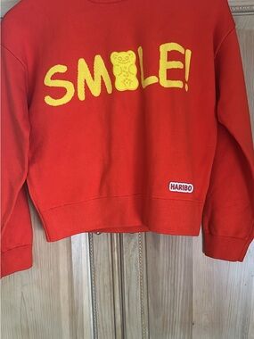 HARI Kids Orange-Red Sweatshirt with Yellow SMILE! Graphic